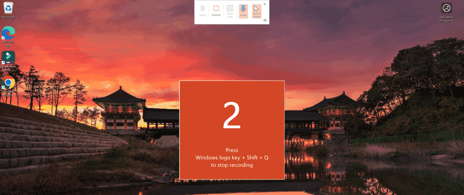 Microsoft PowerPoint screen recording countdown timer displayed while recording the screen