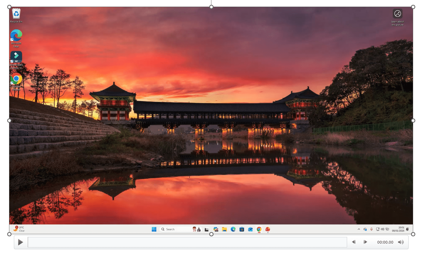 Screen recording embedded on a PowerPoint slide with playback controls visible