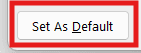 Microsoft Word dialog showing the Set As Default button highlighted