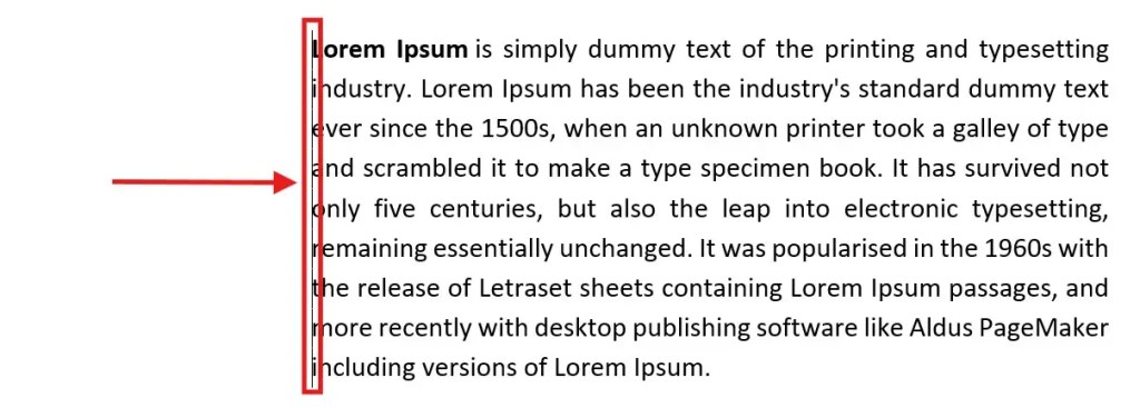 4 cm indentation with bar separator in Word