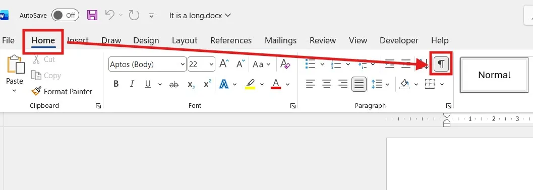 Show and Hide formatting button in Microsoft Word Home tab