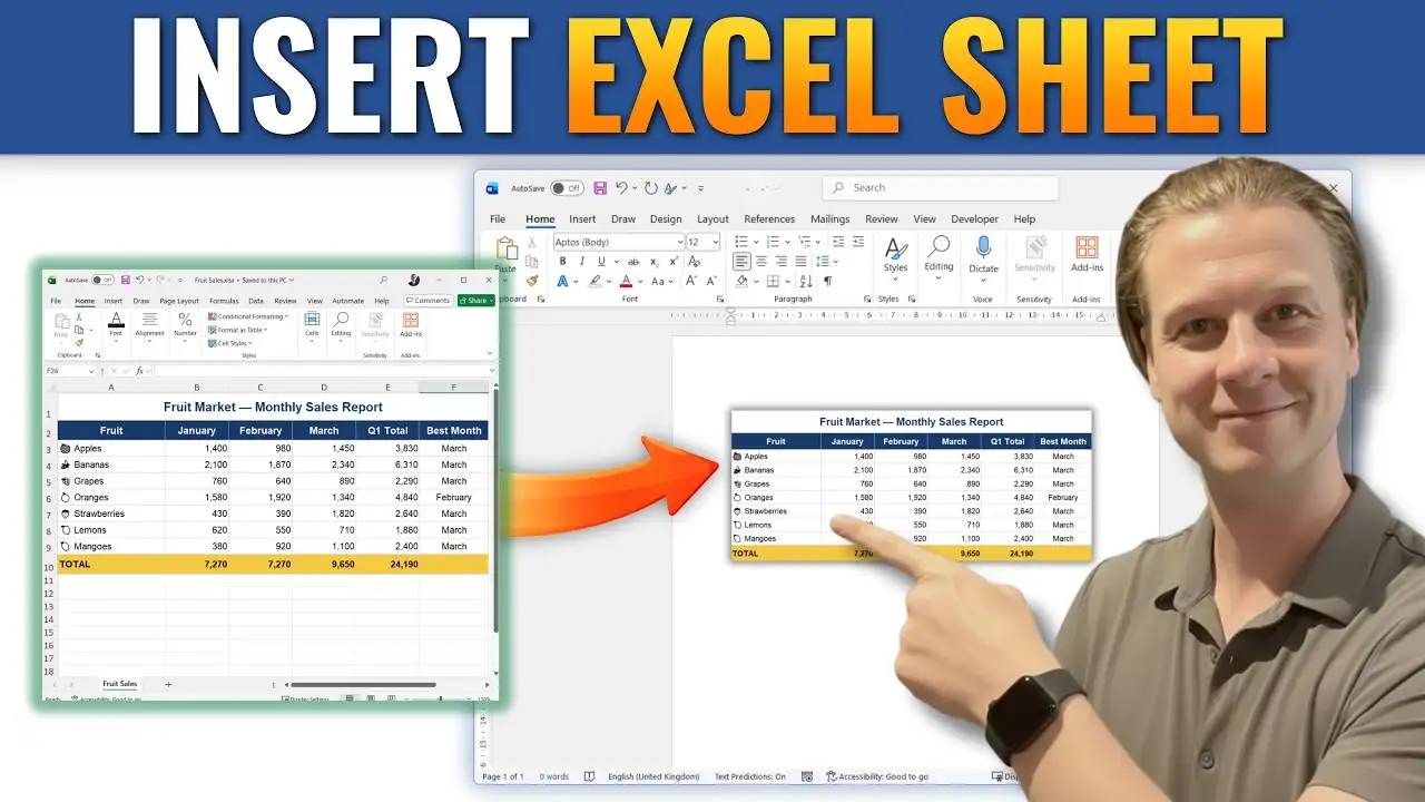 How to Insert an Excel Sheet in Microsoft Word