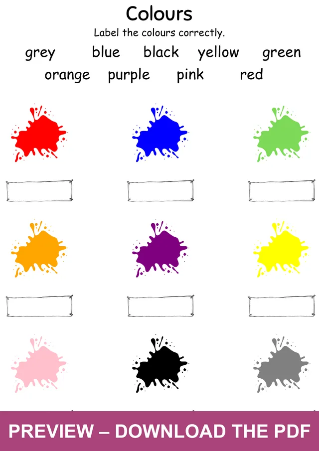 Watermarked preview of the colours worksheet