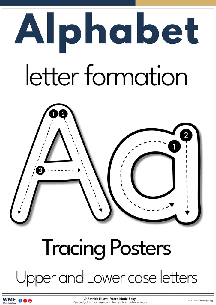 Alphabet letter formation worksheets A-Z front cover