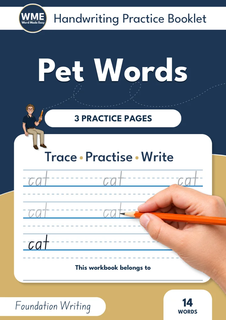 Pet Words Handwriting Workbook: 14 Words