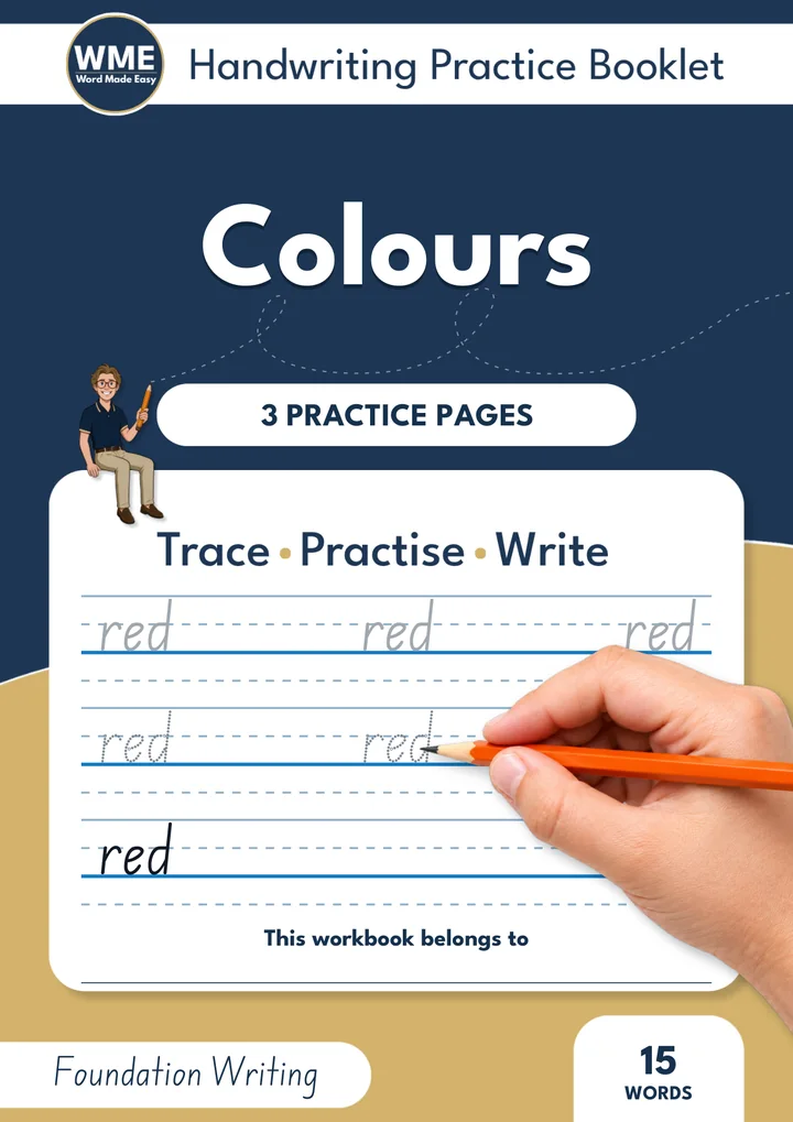 Colour Words Handwriting Workbook: 15 Words