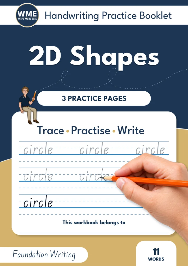 2D Shapes Handwriting Workbook: 11 Words