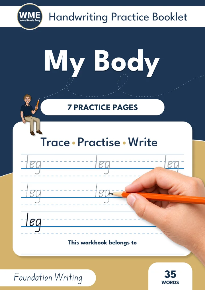 body parts handwriting workbook front cover