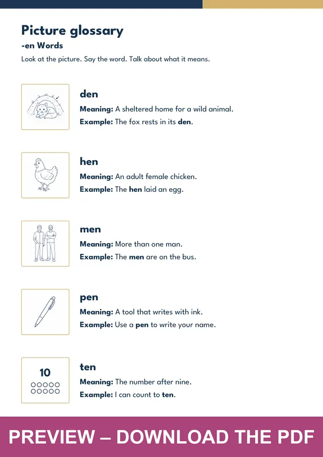 -en word family picture glossary preview, PDF page 3