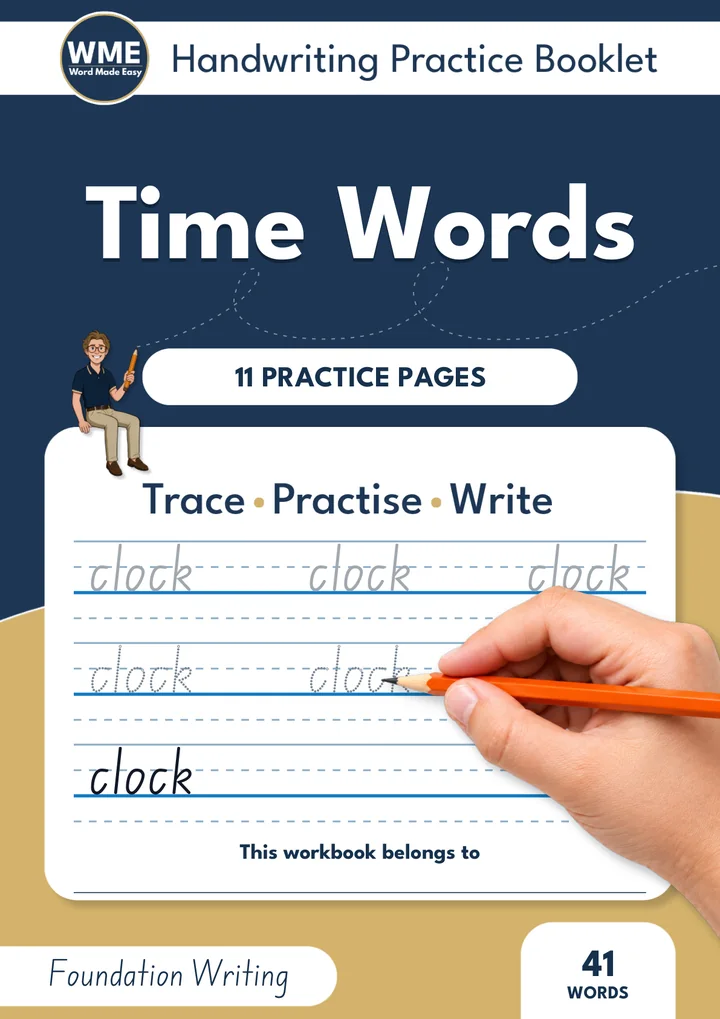 Time Words Trace & Write Handwriting Workbook