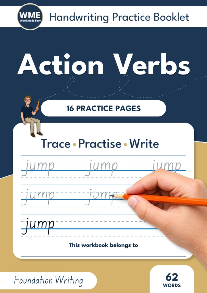 Action Verbs Trace & Write Handwriting Workbook