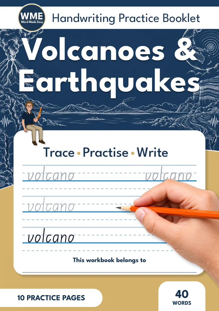 Volcanoes & Earthquakes Trace & Write Handwriting Workbook