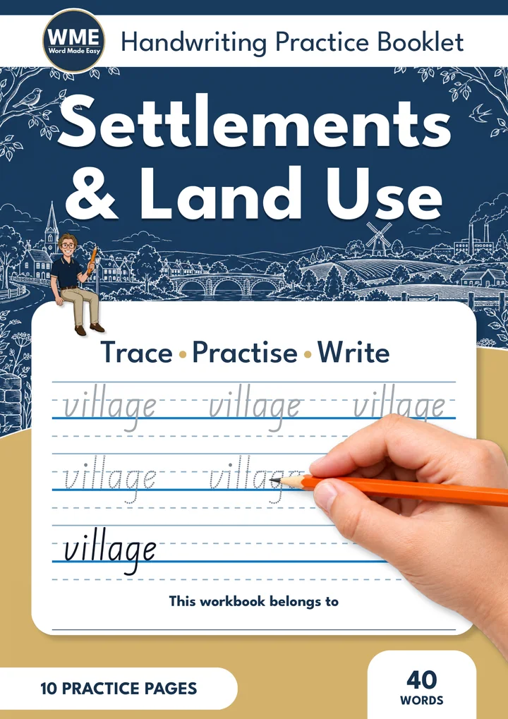 Settlements & Land Use Trace & Write Handwriting Workbook