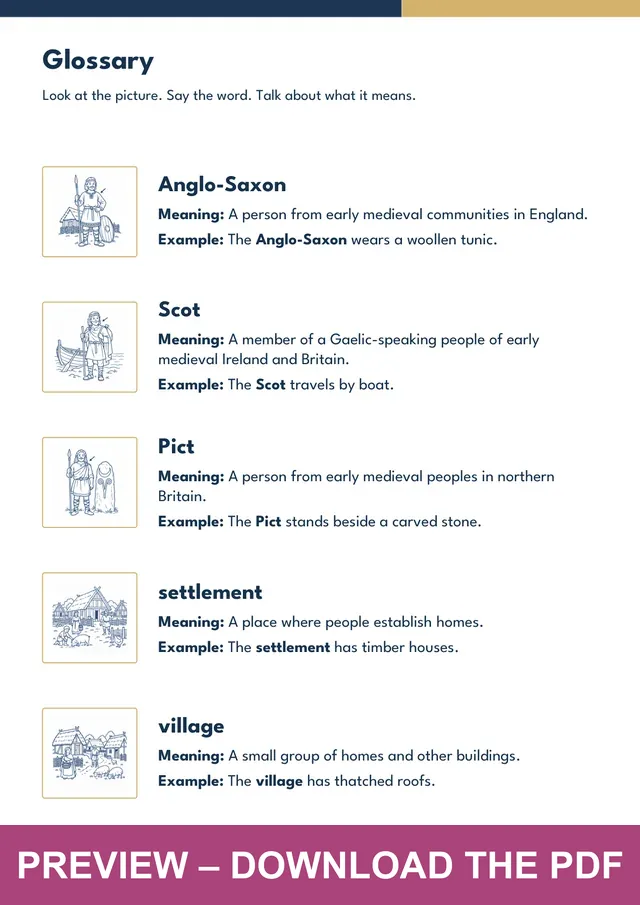 Anglo-Saxons & Scots picture glossary preview, PDF page 3