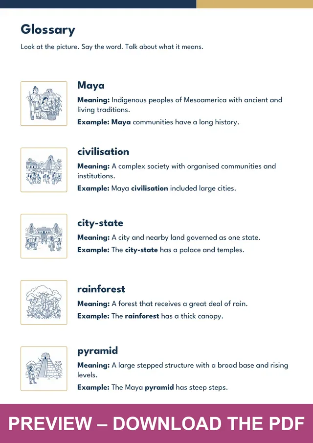 The Maya Civilization picture glossary preview, PDF page 3