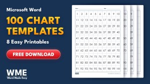 100 Chart and Hundred Square Templates for Word