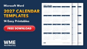 2027 Calendar Templates for Word