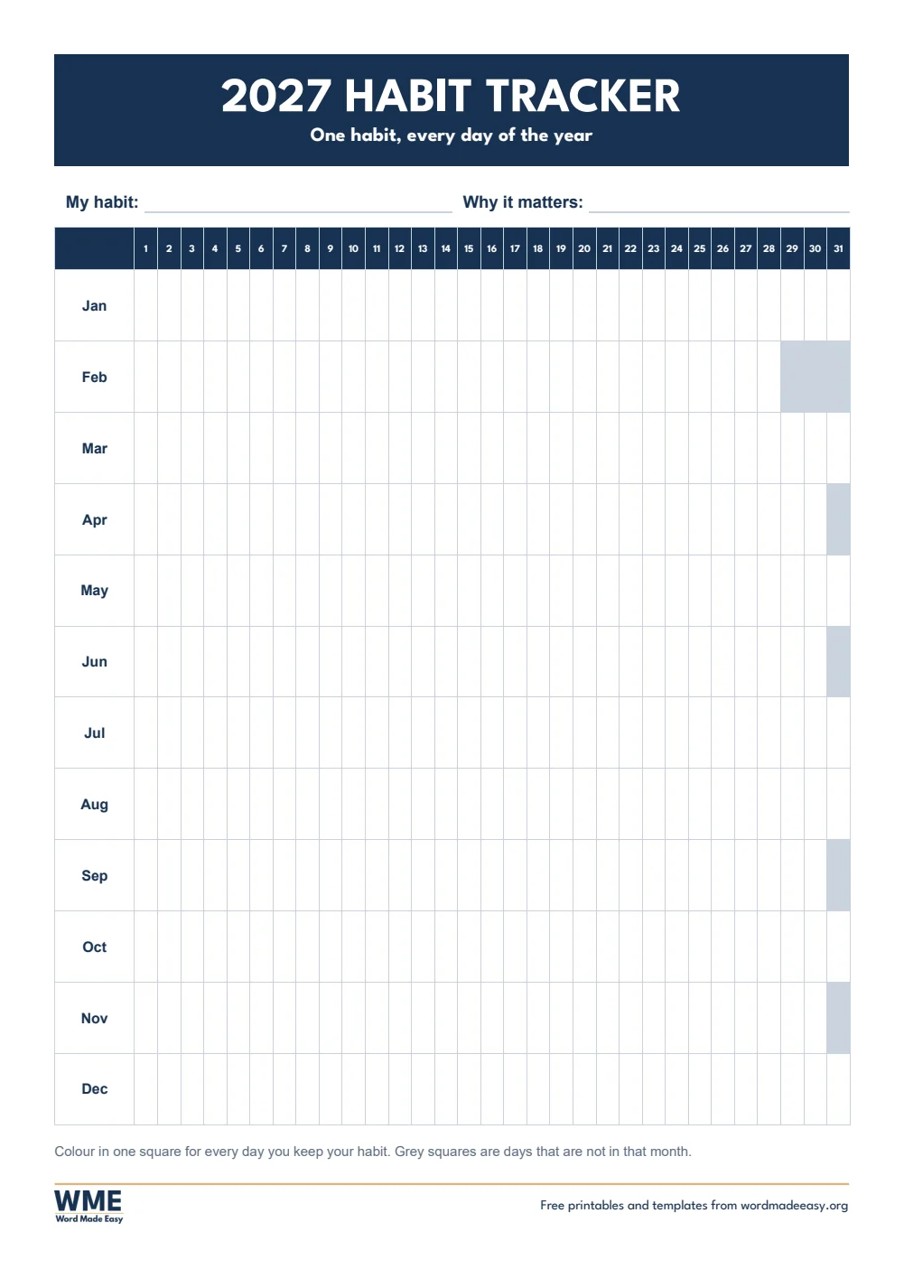 Free Habit Tracker Templates for Word: 10 Printable Trackers