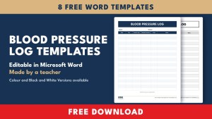 Blood Pressure Log Templates for Word