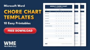 Chore Chart Templates for Word