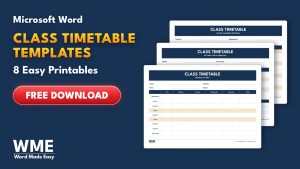 Class Timetable Templates for Word