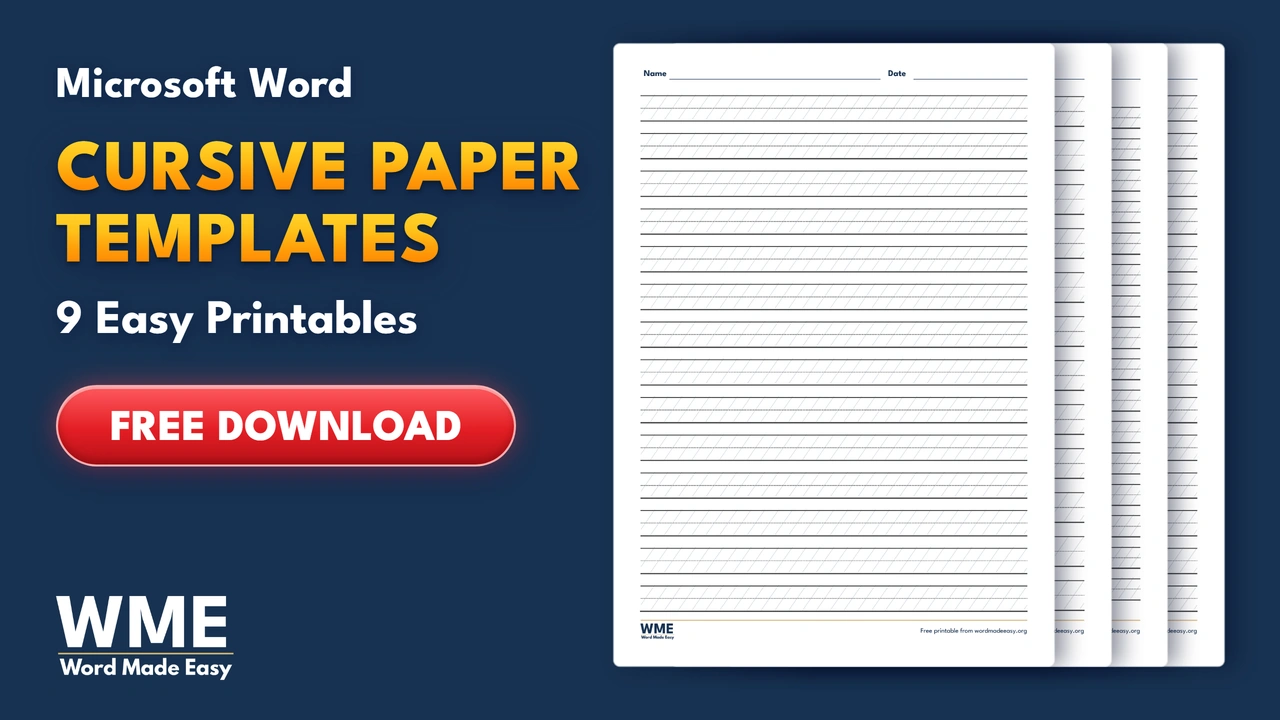 Free Cursive Paper Templates for Word: 9 Easy Printables