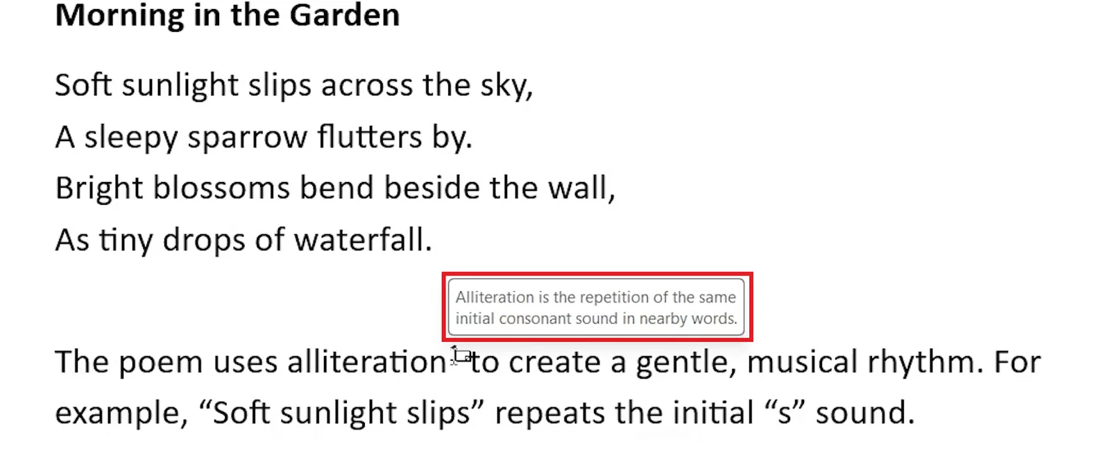 Word ScreenTip showing a footnote definition when you point at the reference number