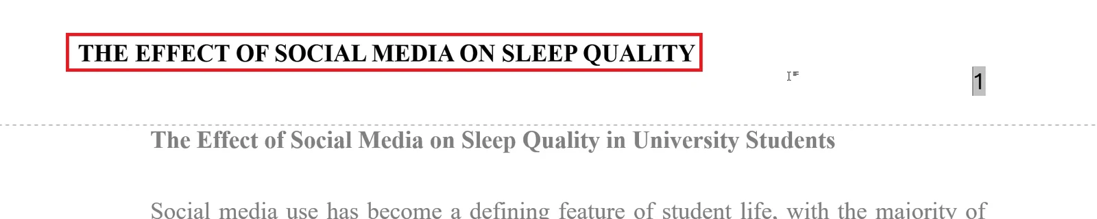 APA running head in capital letters in the Word header