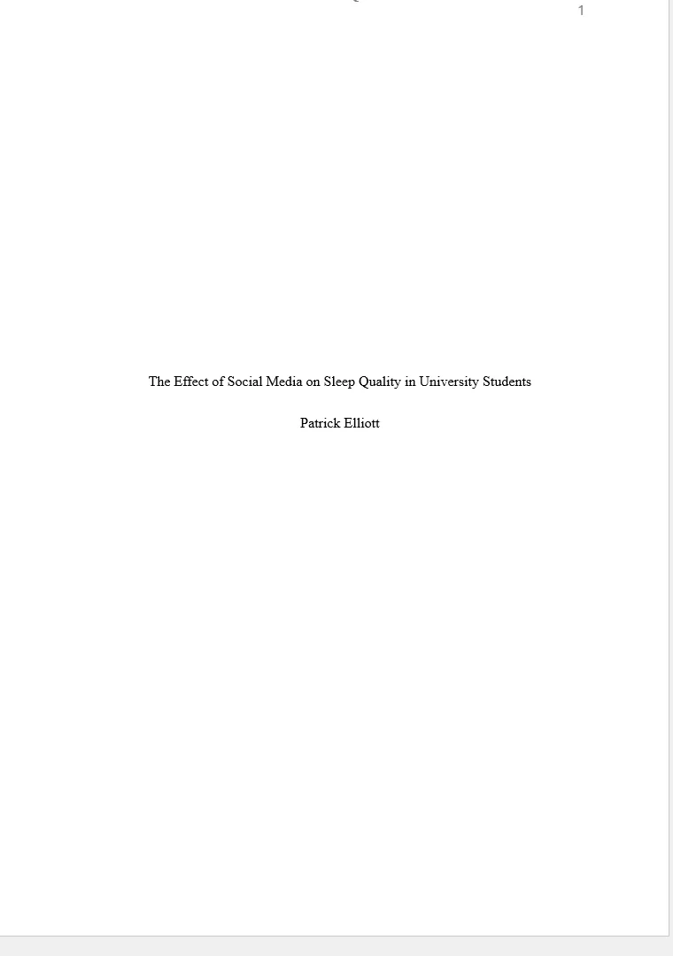 APA title page in Word with the centred title and author name