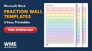 Fraction Wall and Fraction Chart Templates for Word