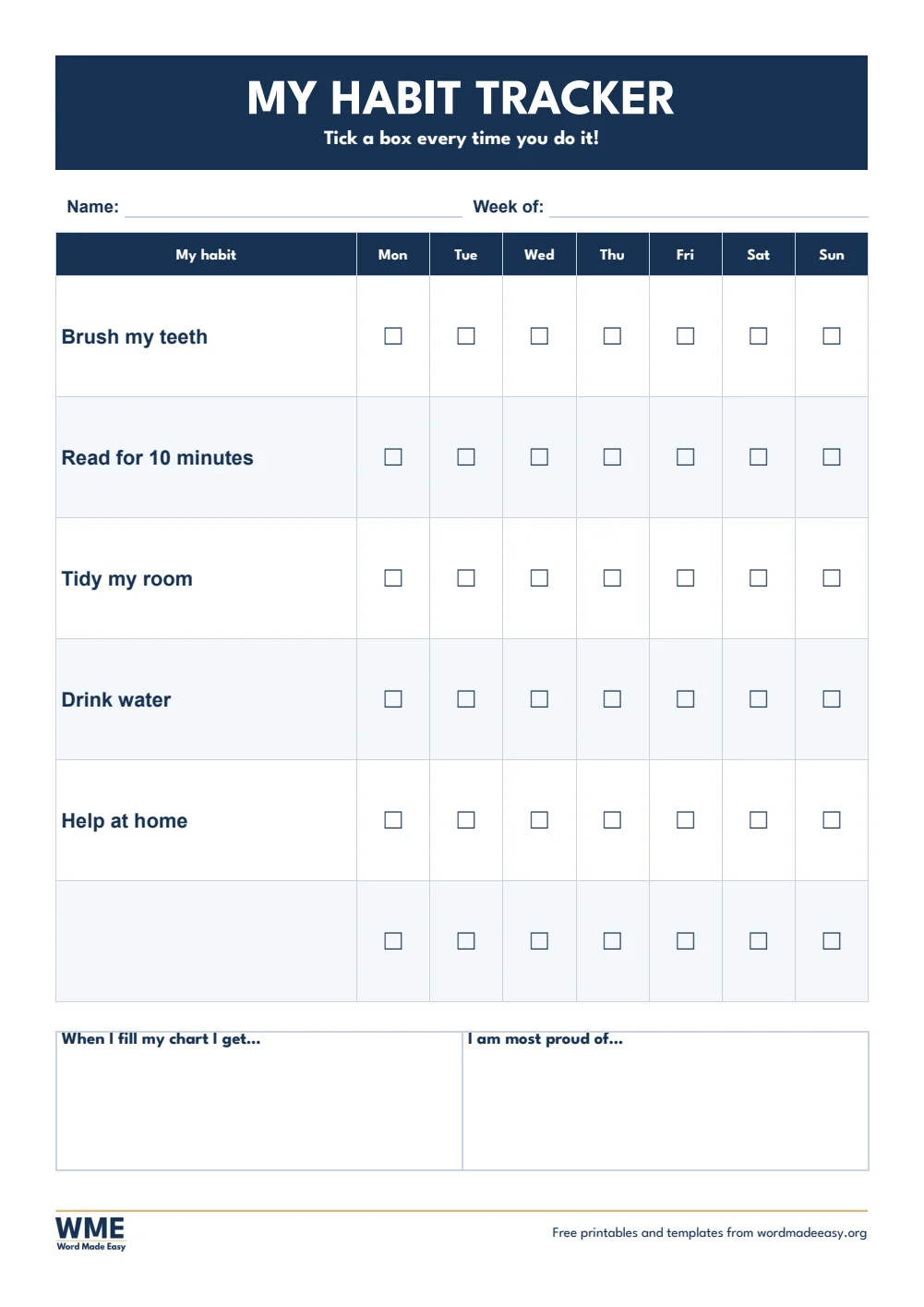 Free Habit Tracker Templates for Word: 10 Printable Trackers
