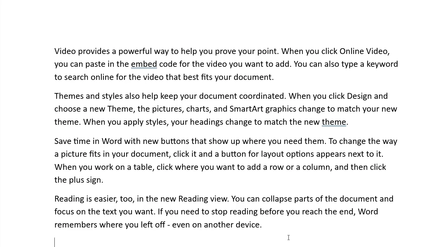 Word document after the second paragraph is hidden