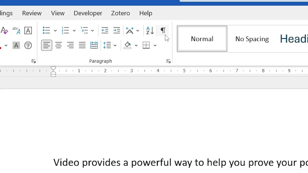 Show/Hide button on the Word Home tab