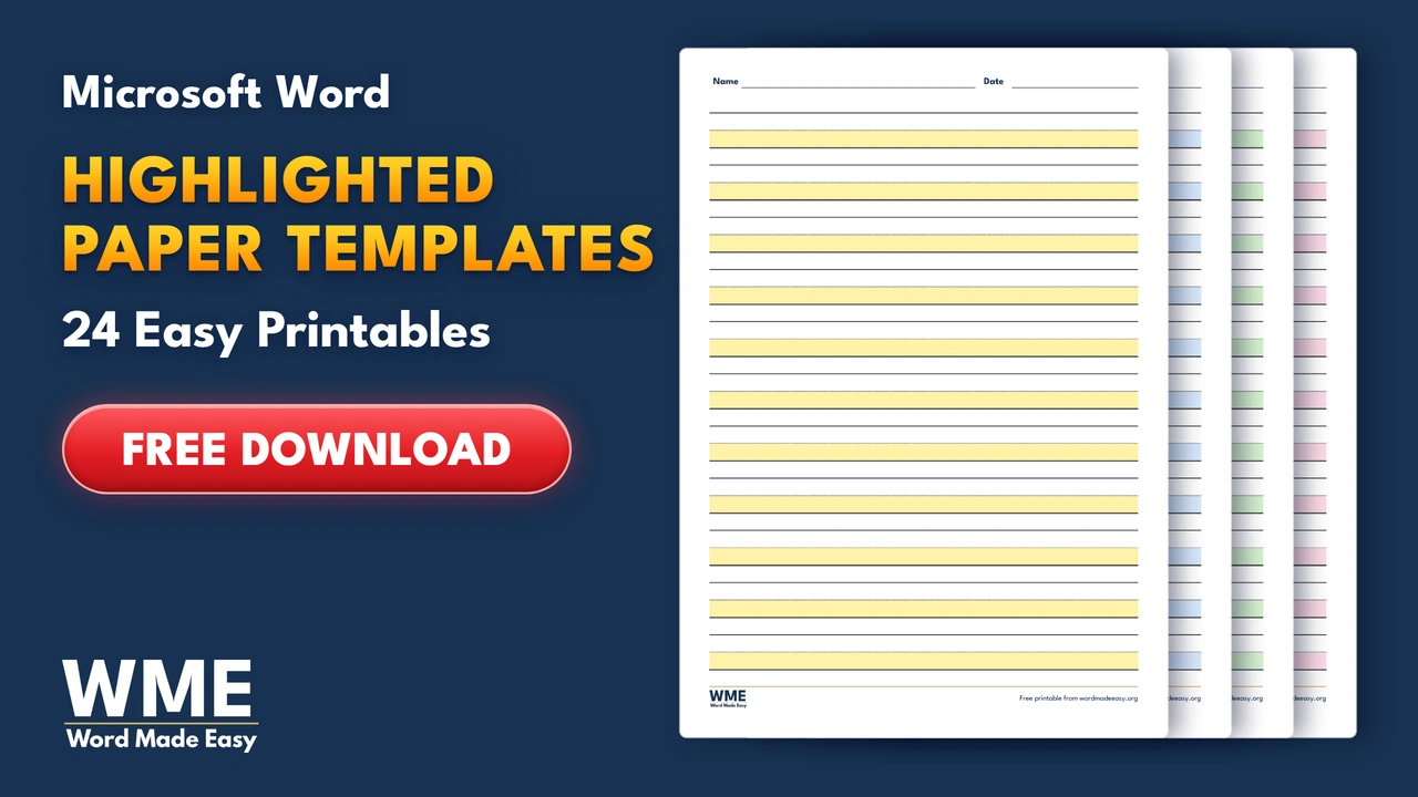 Free Highlighted Paper Templates for Word: 24 Easy Printables