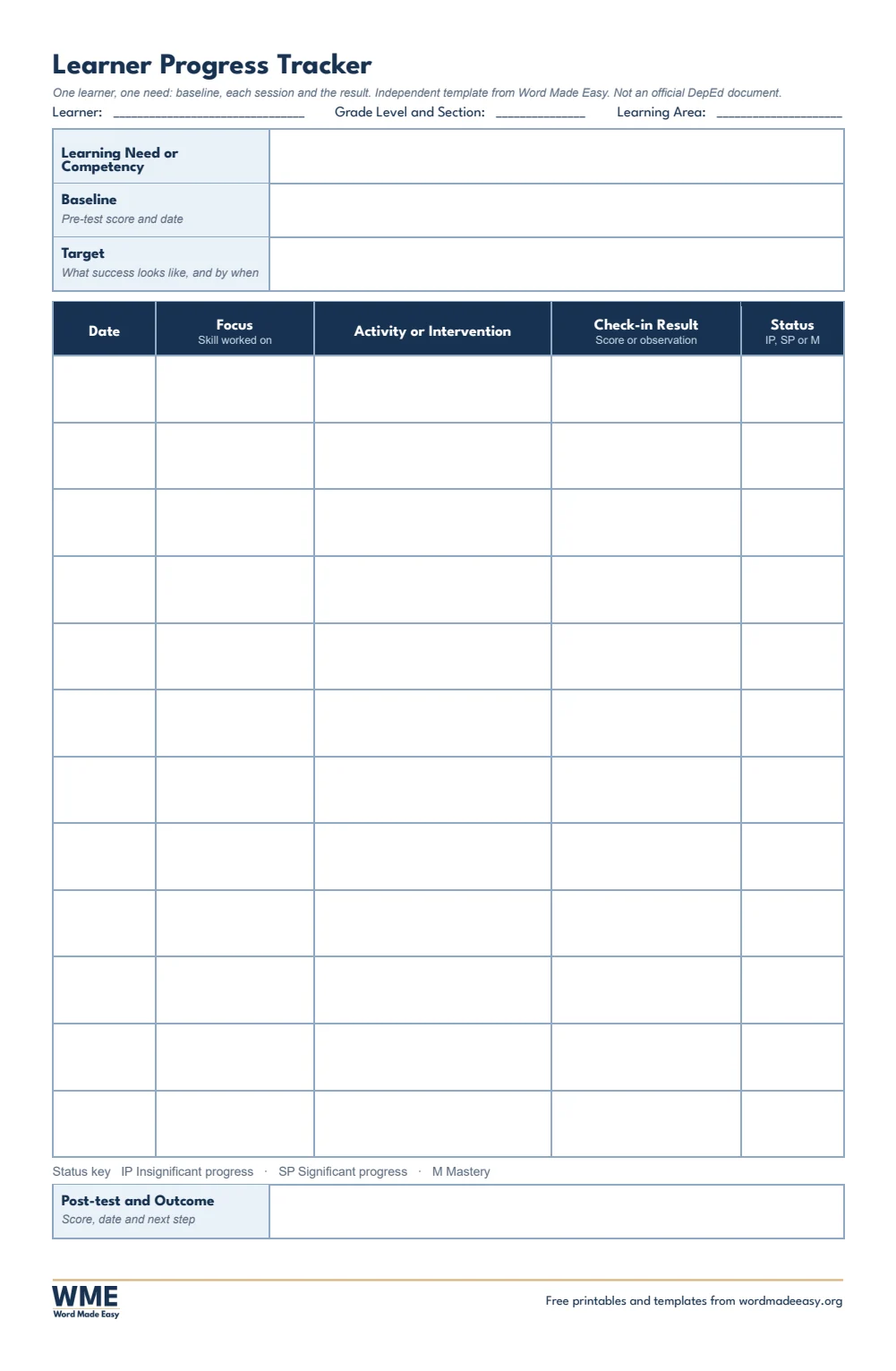 Free Intervention Log Templates for Word: Class Log, Progress Tracker ...
