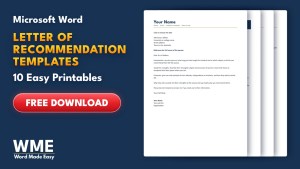 Letter of Recommendation Templates for Word