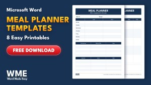 Meal Planner Templates for Word