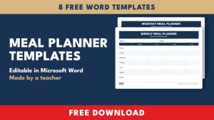 Meal Planner Templates for Word