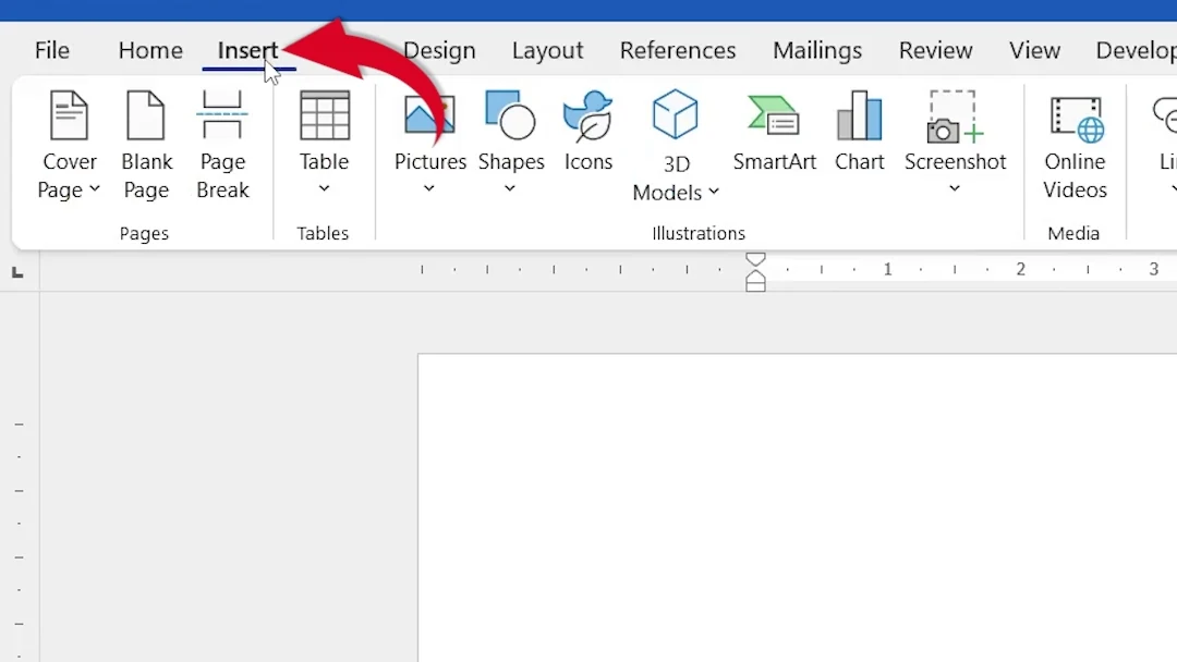 Insert tab on the Word ribbon