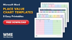 Place Value Chart Templates for Word