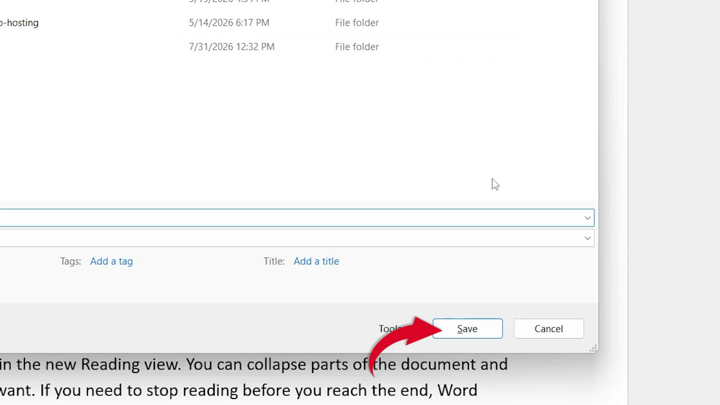 Save button in the Word Save As window