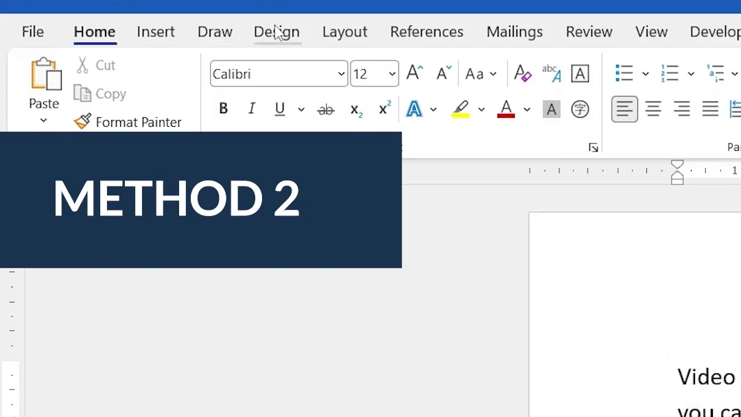 Home tab on the Word ribbon