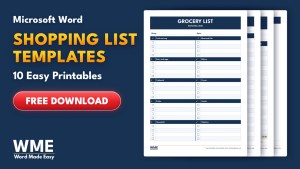 Shopping List Templates for Word