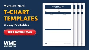 T-Chart Templates for Word