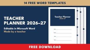 Teacher Planner 2026–27 for Word