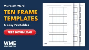 Ten Frame Templates for Word