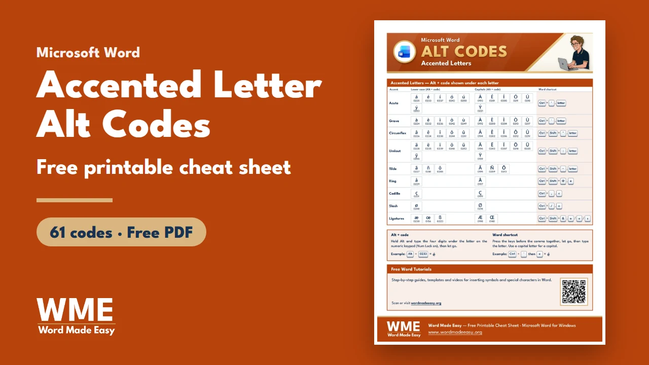 Accented Letter Alt Codes in Word: 61 Easy Codes (Free PDF)