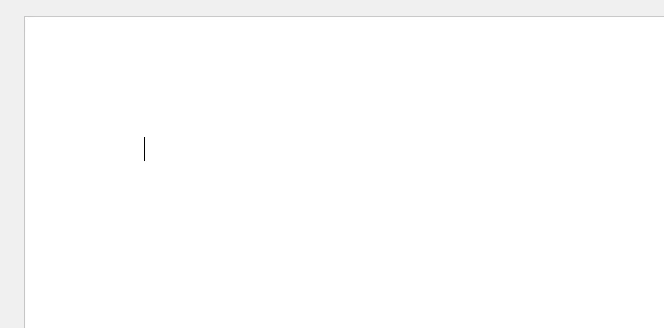 Example of a new blank document in Microsoft Word: An empty white page with a thin blinking line, the cursor, at the top left.
