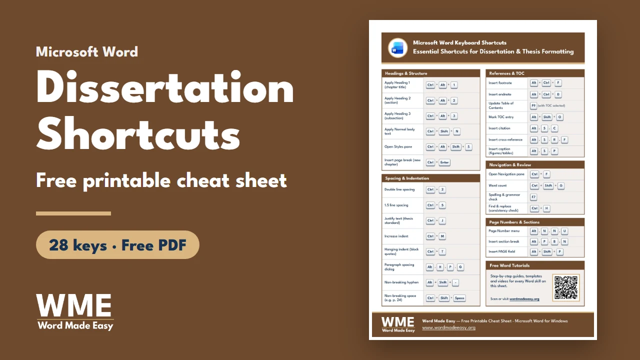 Dissertation Shortcuts in Word: 28 Essential Keys (Free PDF)